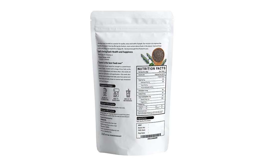 Vanalaya Organic Chia Seeds    Pack  250 grams